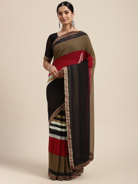 

Mitera Multicoloured Striped Pure Georgette Saree, Multi