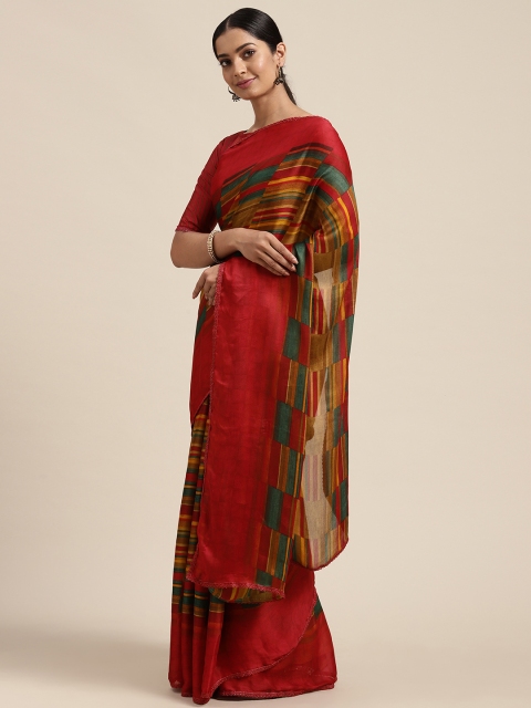 

Mitera Multicoloured Colourblocked Brasso Saree, Multi