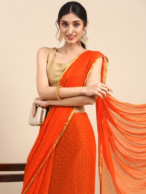 

Anouk Orange Embellished Chiffon Saree