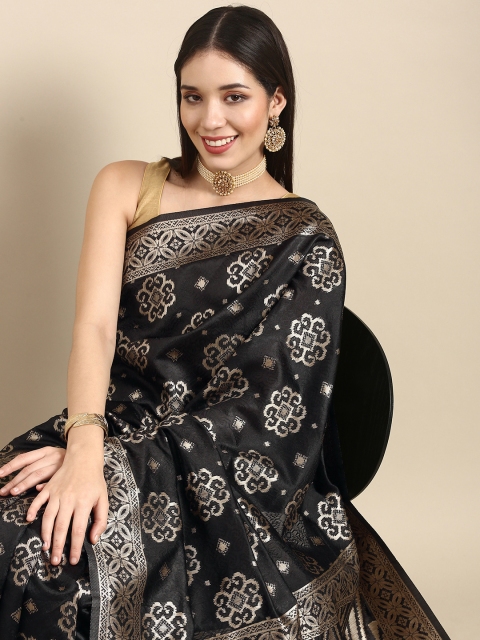 

Anouk Black Woven Design Zari Pure Silk Heavy Work Banarasi Saree