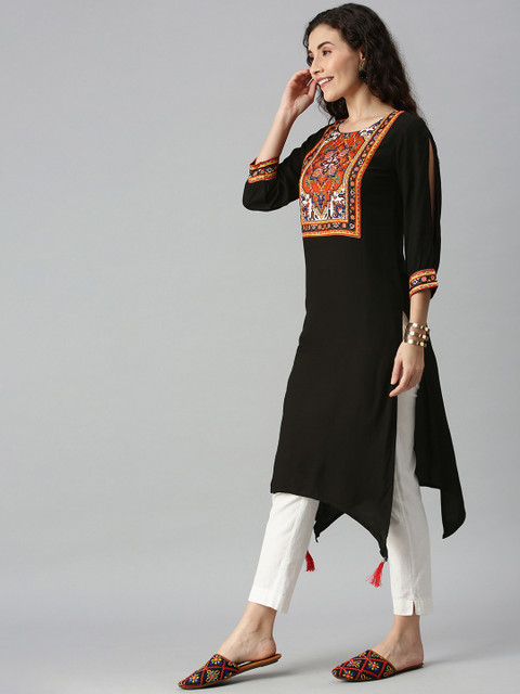 

SANISA Women Black Ethnic Motifs Digital Printed Kurta