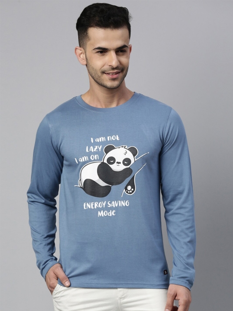 

Bushirt Men Blue Panda Printed T-shirt