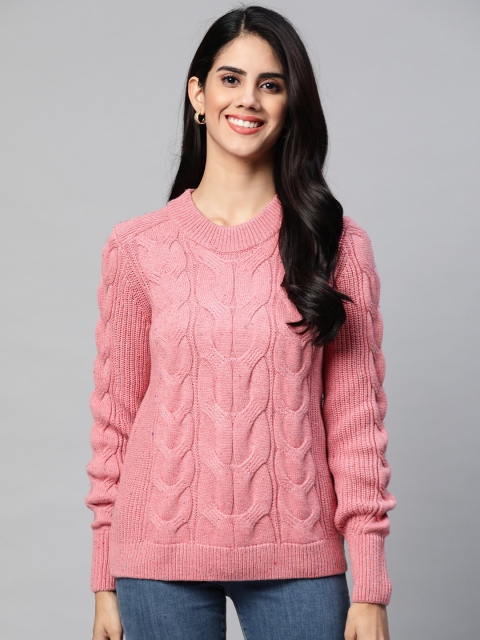 

Marks & Spencer Women Pink Cable Knit Pullover