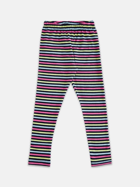 

Pantaloons Junior Girls Blue & Yellow Striped Leggings