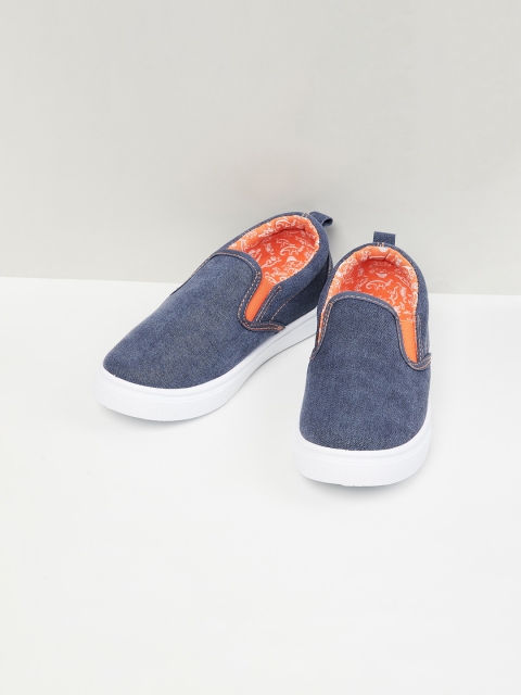 

max Boys Navy Blue Woven Design Slip-On Sneakers