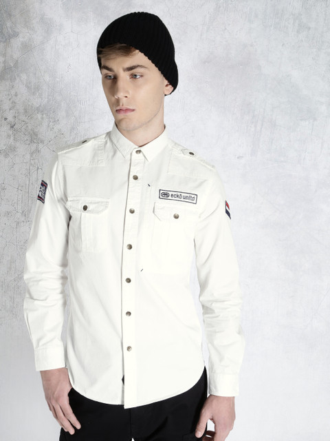 

Ecko Unltd Men White Solid Casual Shirt