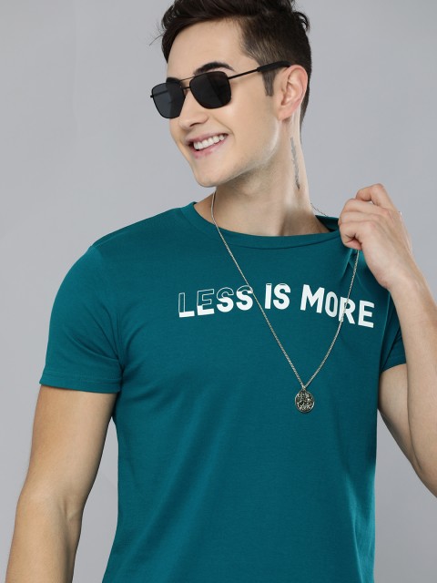 

HERE&NOW Men Teal & White Printed T-shirt