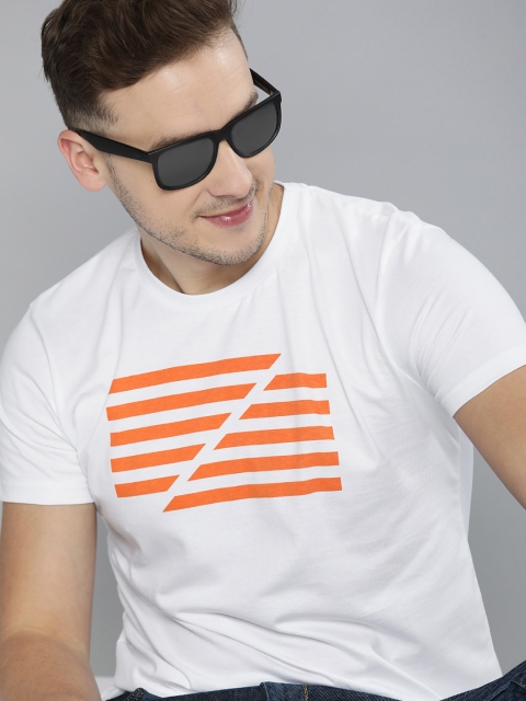 

HERE&NOW Men White Printed Pure Cotton T-shirt