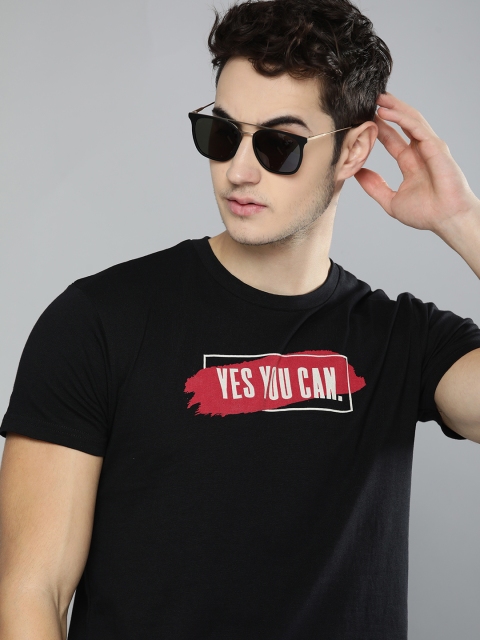 

HERE&NOW Men Black Typography Printed T-shirt