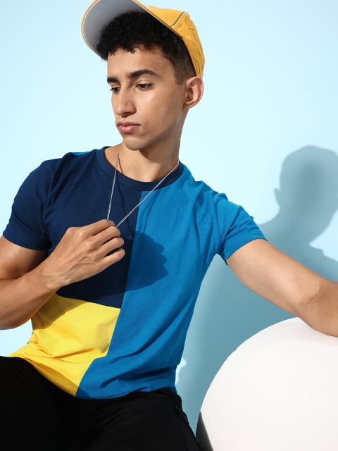 

HERE&NOW Men Multi Colourblocked Playful Splicing Tshirt