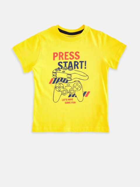

Pantaloons Junior Boys Yellow Printed T-shirt