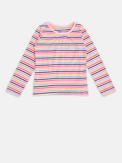

Pantaloons Junior Girls Pink Striped V-Neck T-shirt