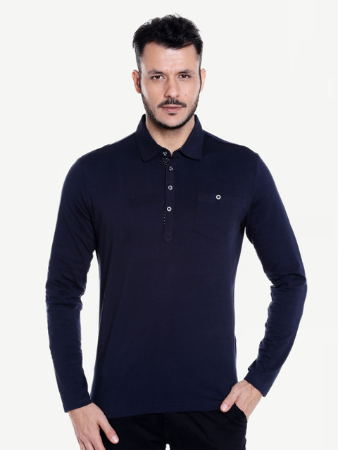 

Dream of Glory Inc Men Navy Blue Solid Polo Collar T-shirt
