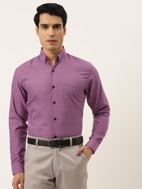 

JAINISH Men Purple Solid Pure Cotton Comfort Fit Formal Shirt