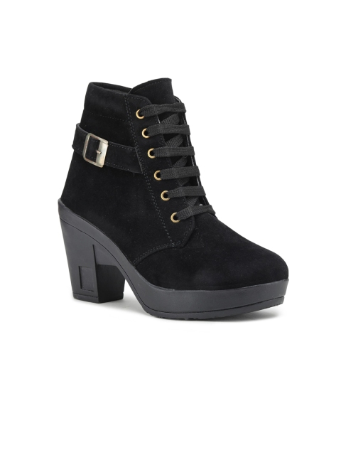

SAPATOS Women Black Velvet Heeled Boots