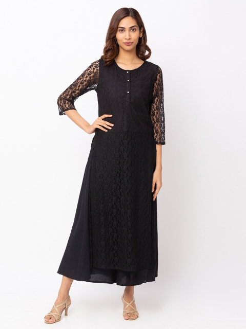 

Iti Black Lace Maxi Longline Top