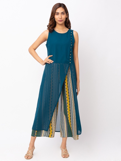 

Iti Teal Georgette Maxi Longline Top