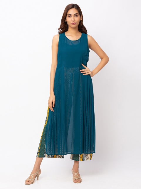 

Iti Teal Georgette Maxi Longline Top