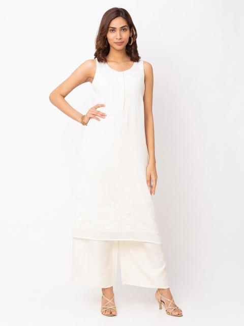 

Iti Women Off White Embroidered Tunic