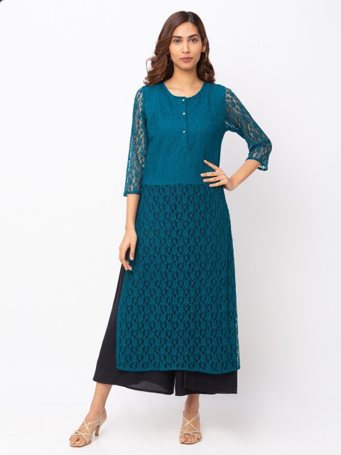 

Iti Women Teal Blue Lace Tunic