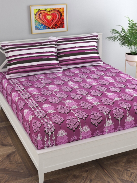 

Florida Purple Ethnic Motifs 210 TC 1 King Bedsheet with 2 Pillow Covers