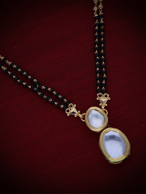

MORKANTH JEWELLERY Gold-Toned & White Beaded Mangalsutra
