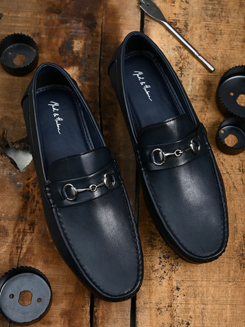 

Mast & Harbour Men Navy Blue Textured Loafers