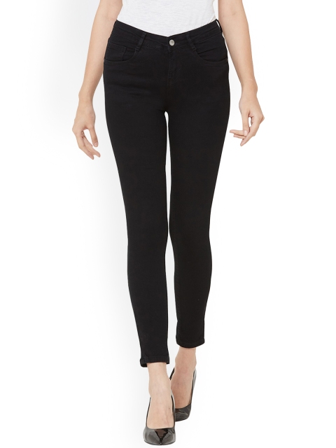 

Kraus Jeans Women Black Skinny Fit Low Distress Stretchable Jeans