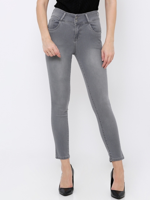 

Kraus Jeans Women Grey Skinny Fit High-Rise Heavy Fade Stretchable Jeans