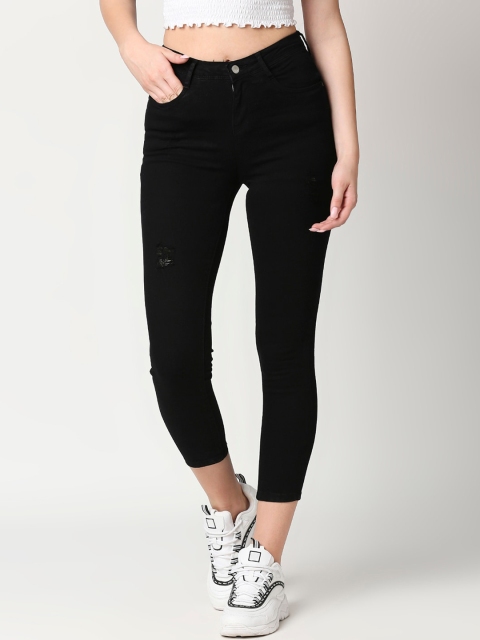 

Kraus Jeans Women Black Skinny Fit Mildly Distressed Stretchable Jeans