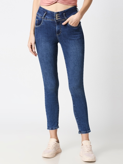 

Kraus Jeans Women Blue Skinny Fit High-Rise Light Fade Stretchable Jeans
