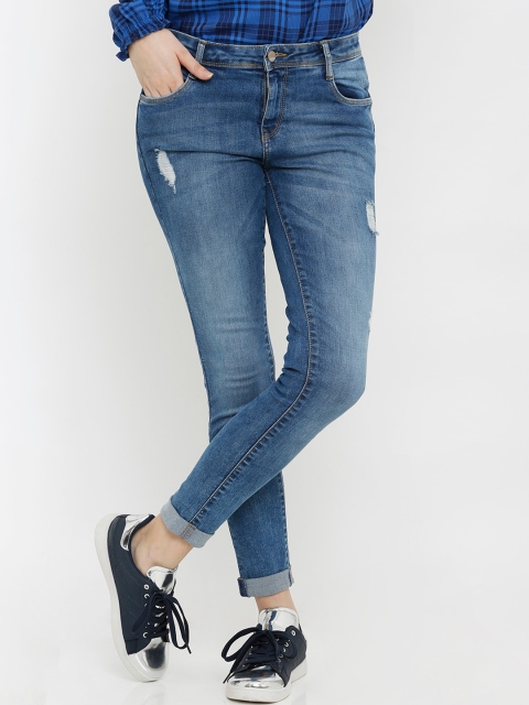 

Kraus Jeans Women Blue Skinny Fit Mildly Distressed Light Fade Stretchable Jeans