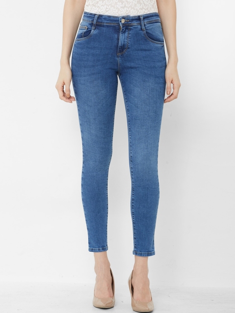 

Kraus Jeans Women Blue Flared High-Rise Heavy Fade Stretchable Jeans