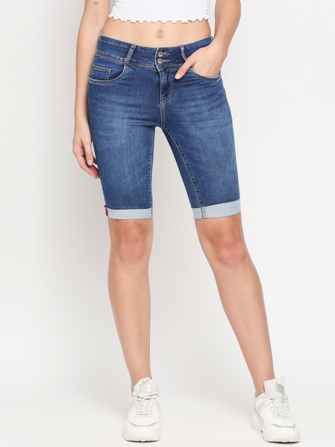 

Kraus Jeans Women Blue Washed Pedal Pusher Capris