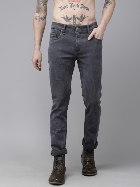 

The Roadster Lifestyle Co Men Blue Skinny Fit Mid-Rise Clean Look Heavy Fade Acid Wash Jeans
