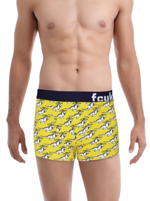 

FCUK Yellow & White Crocodile Print Trunks FTR02