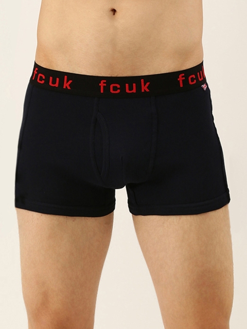 

FCUK Men Navy Blue Solid Trunks CTR02