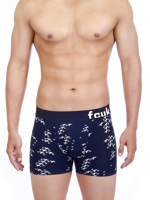 

FCUK Navy & White Printed Trunks FTR02, Navy blue