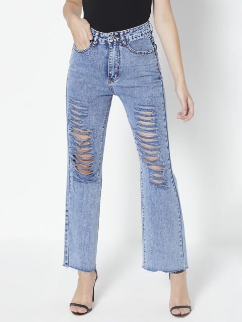 

URBANIC Women Blue Straight Fit Midly Distressed Stretchable Jeans