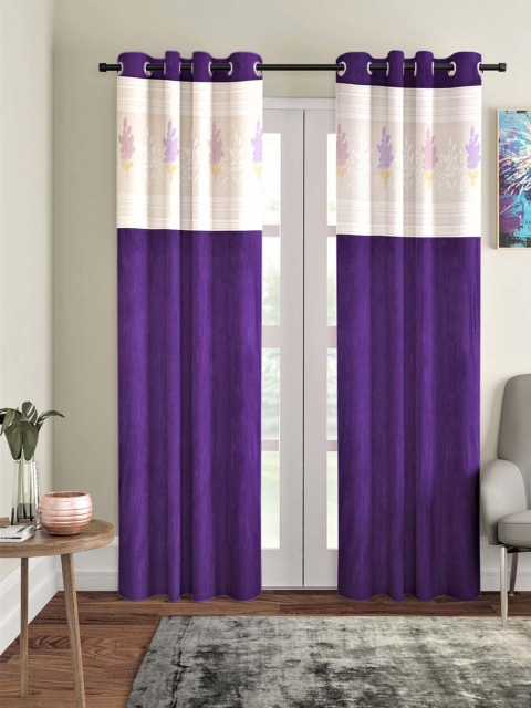 

Molly & Michel Set of 2 Purple & White Floral Long Door Curtain