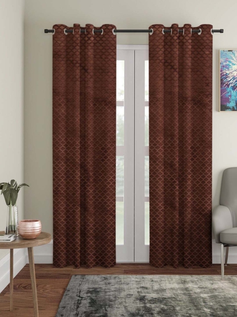 

Molly & Michel Brown Set of 2 Geometric Door Curtains