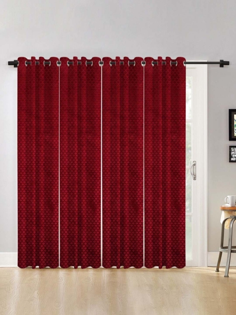 

Molly & Michel Set of 4 Maroon Self Design Regular Door Curtains