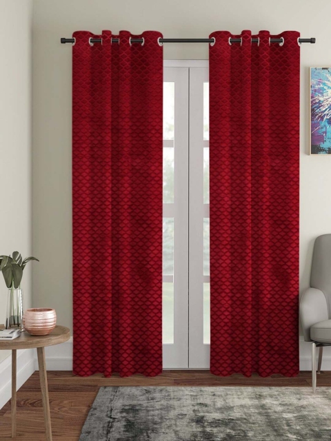 

Molly & Michel Red Set of 2 Geometric Long Door Curtain