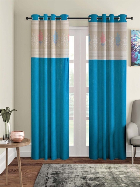 

Molly & Michel Blue & Pink Set of 2 Colourblocked Long Door Curtain