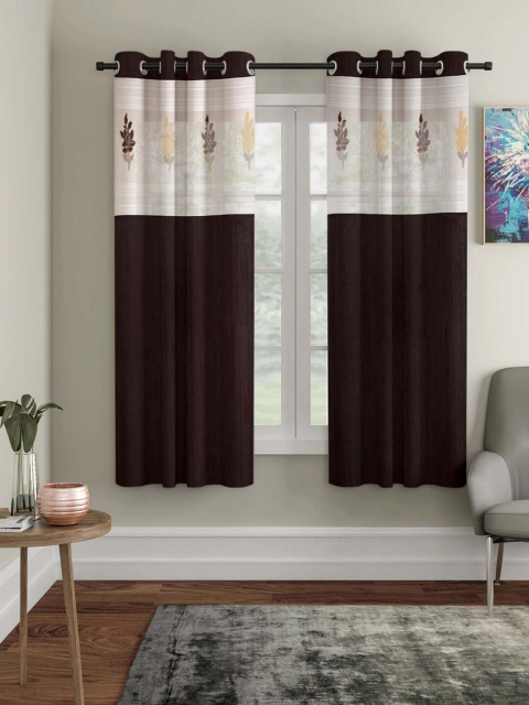 

Molly & Michel Brown & Beige Set of 2 Colourblocked Window Curtain