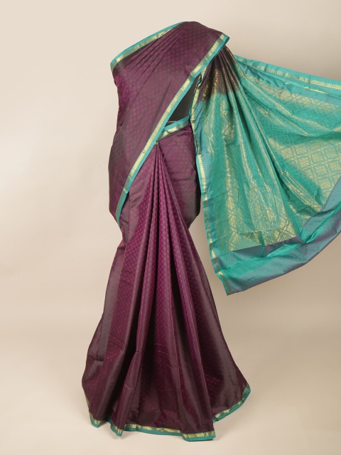 

Pothys Purple & Green Ethnic Motifs Zari Pure Silk Saree