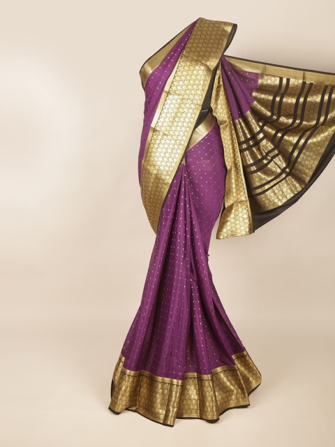 

Pothys Violet & Black Woven Design Zari Art Silk Saree