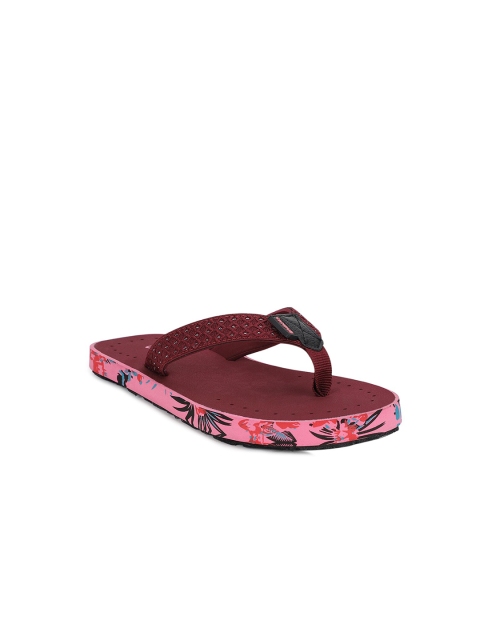 

Campus Women Burgundy & Pink Embellished Thong Flip-Flops