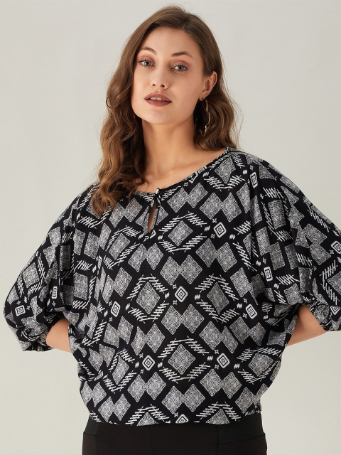 

The Kaftan Company Women Black Regular Printed Top