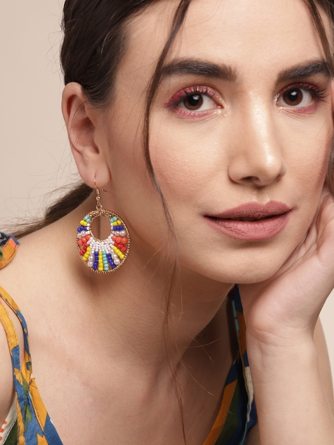 

Sangria Multicoloured Crescent Shaped Beaded Chandbalis, Multi